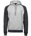 T5432 5432 Tee Jays Two Tone Raglan Hooded Sweatshirt Heather Grey  / Dark Grey colour image